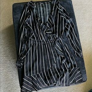 Express Black and White Striped Long Sleeve Dress